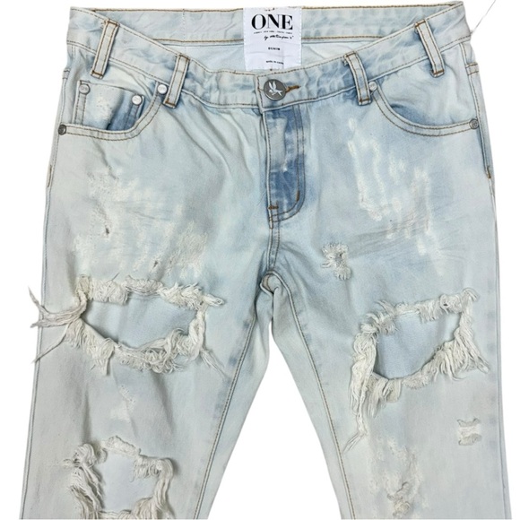 One Teaspoon Trashed Free Birds Skinny Jeans, Size 28 NWT, Light Wash Distressed - Picture 6 of 16